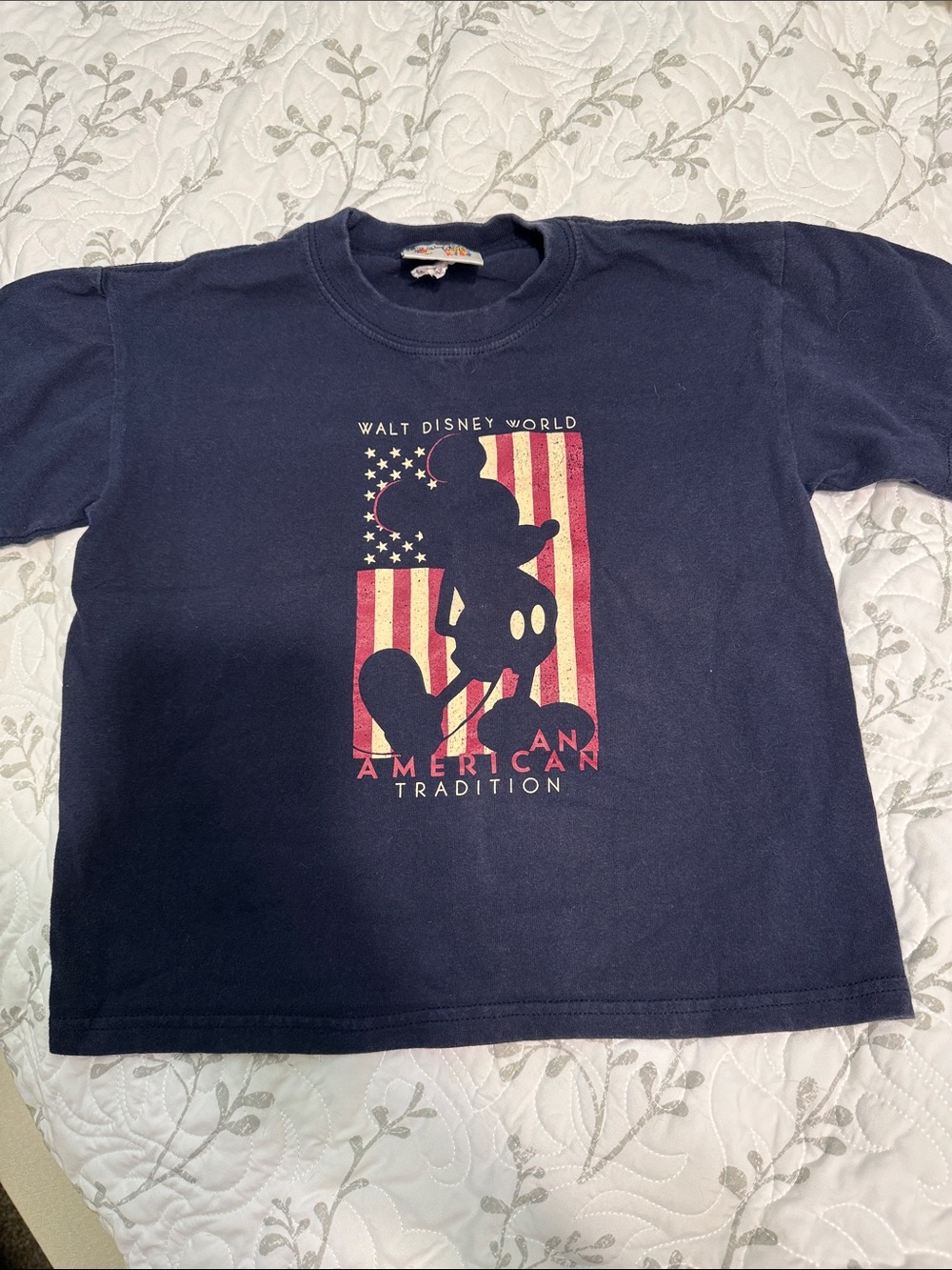 Disney Navy Blue Kids Mickey American Flag Tee
